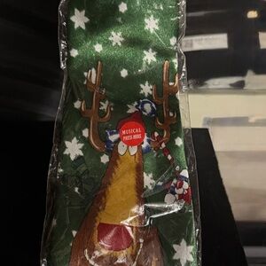 TYME Green Snowflake with Reindeer musical Tie